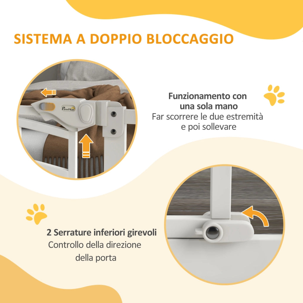 Cancellino per Cani taglia Piccola e Media con Chiusura Automatica, in Acciaio e PA, 74-100x76 cm, Bianco