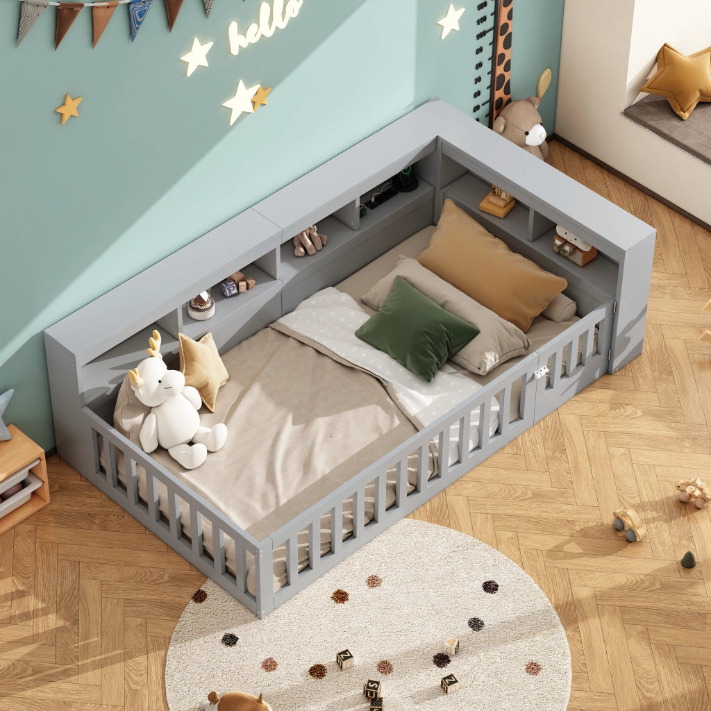LETTO Giorno 90x200 cm Grigio in truciolare e MDF con prese USB