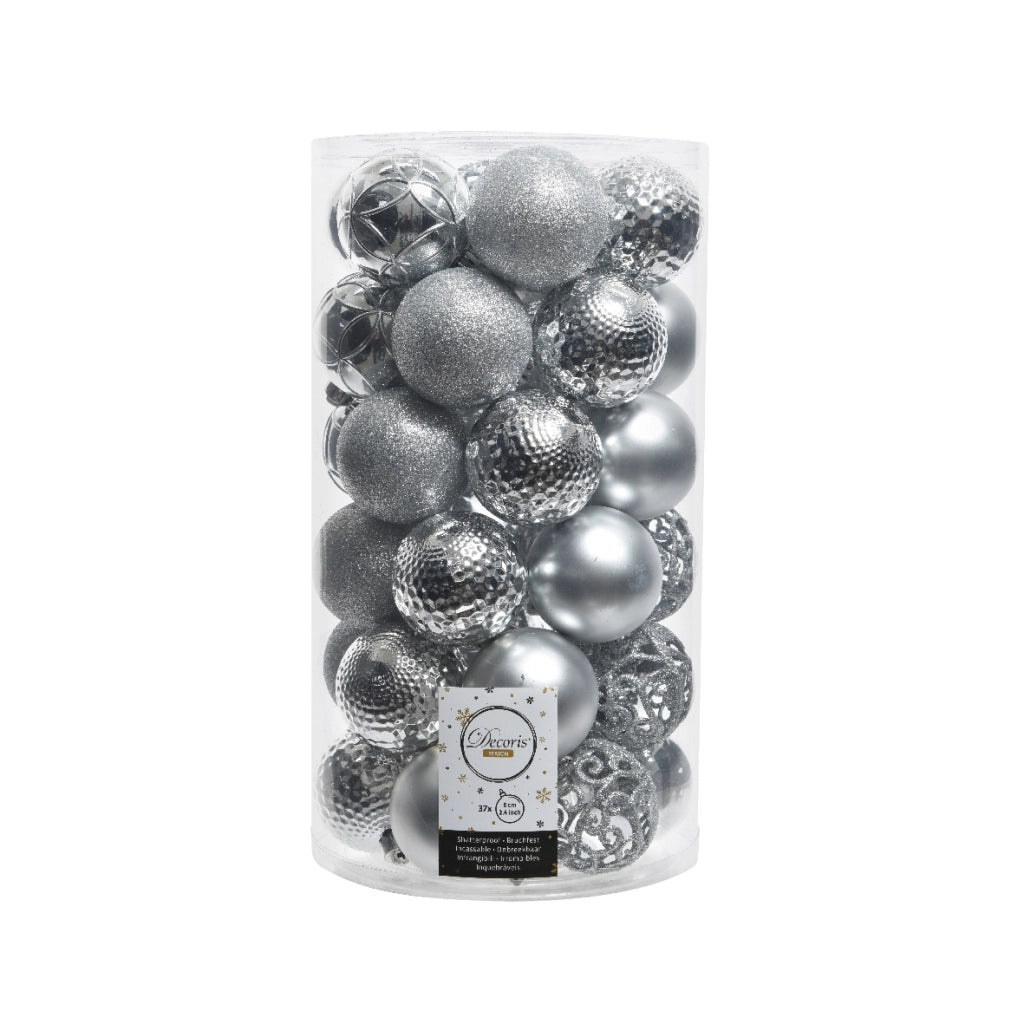 Confezione 37 palline color argento Kaemingk
