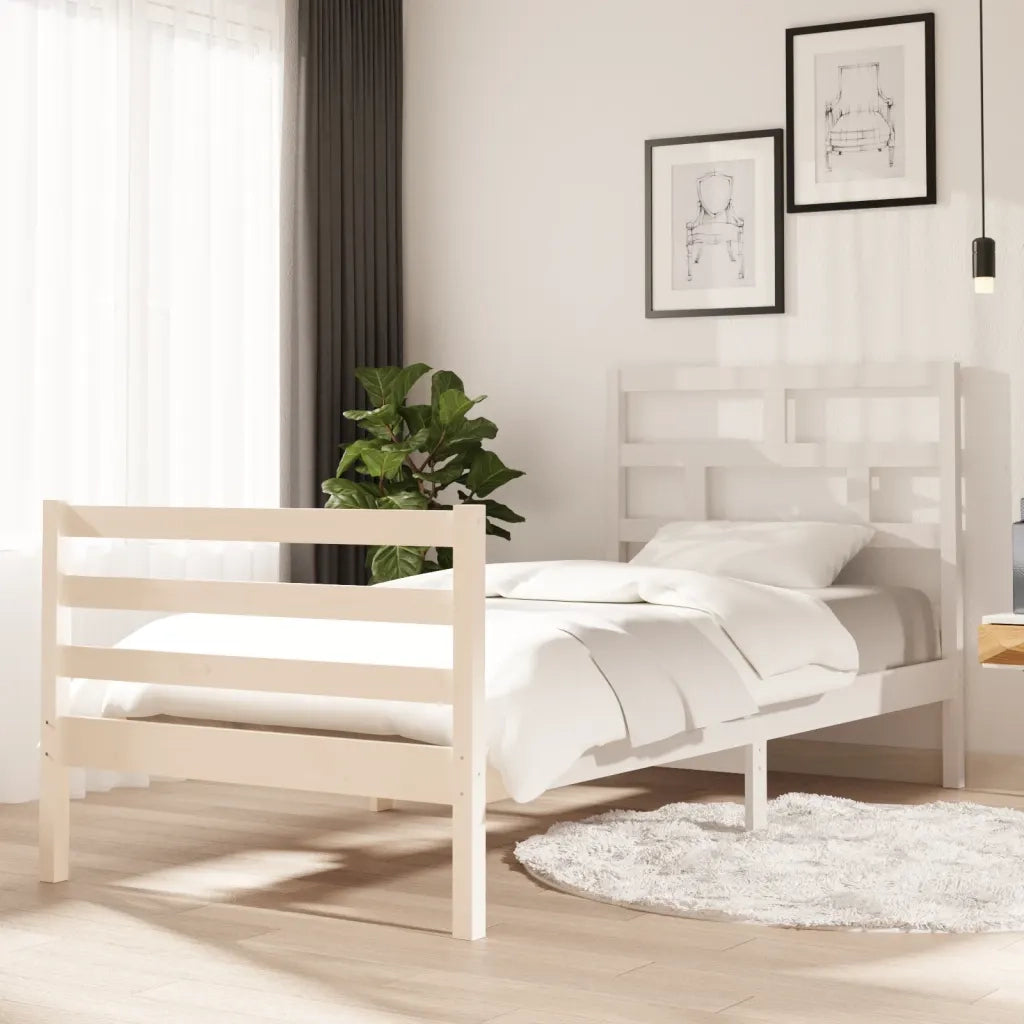 Giroletto-Struttura Letto in Legno Massello di Pino Bianco 90x200 cm