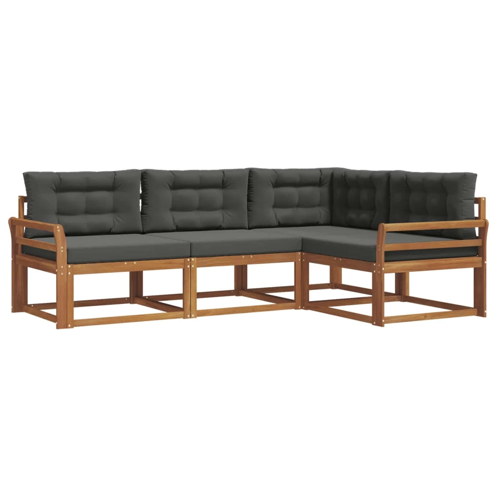 Set di divani da esterno con cuscino 4 pcs Naturale e Antracite