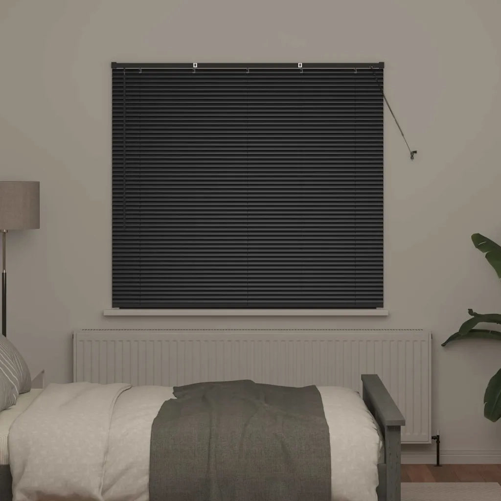 Tendaggi a Veneziana | Tenda a lamelle Nero 130 x 140 cm Alluminio