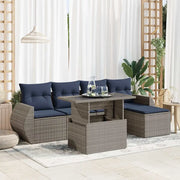 Set Divano da Giardino 6pz con Cuscini Grigio Polyrattan Acacia 3326622