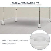 Set 4 Pezzi Pesi Riempibili con Acqua o Sabbia per Gazebo Plastica PE 22 x 24 x 25 cm Bianco