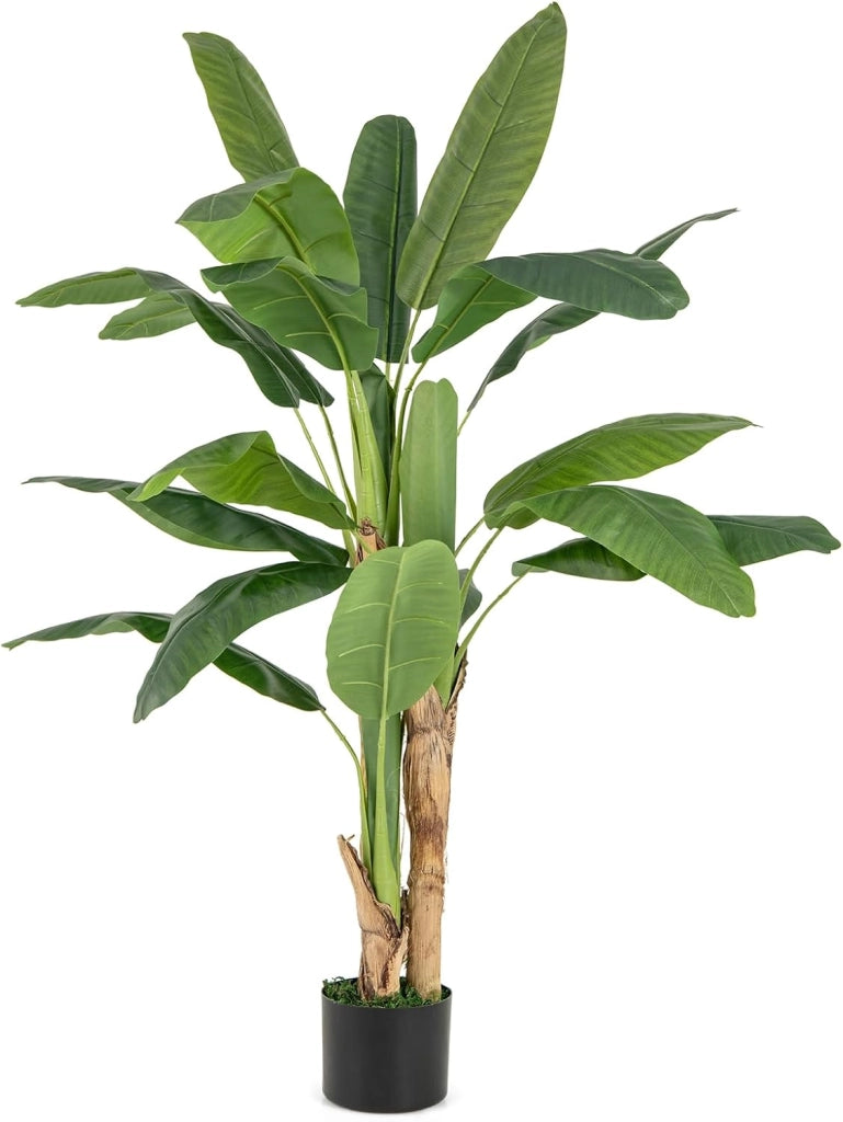 Pianta Finta da Interno ed Esterno 160/165/195 cm, Banano Artificiale Alto con Foglie e Tronchi, Pianta Artificiale Grande in Vaso per Salotto, Ingresso e Ufficio (195 cm)