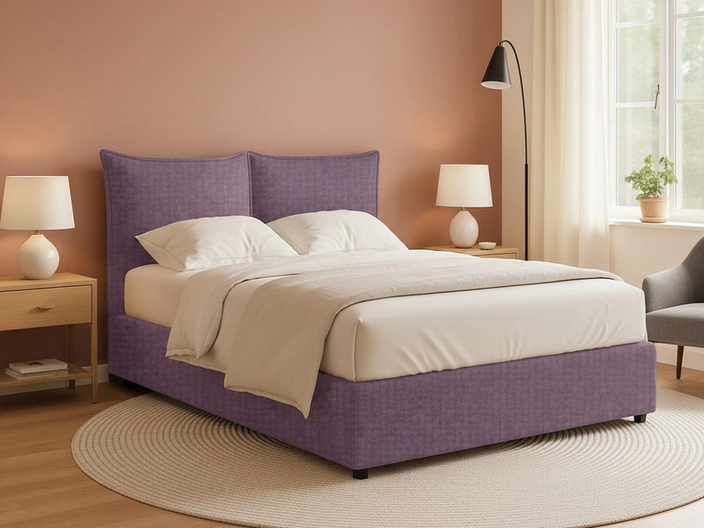 Uckfield, Letto Matrimoniale Sfoderabile Made in Italy, Viola Lilla