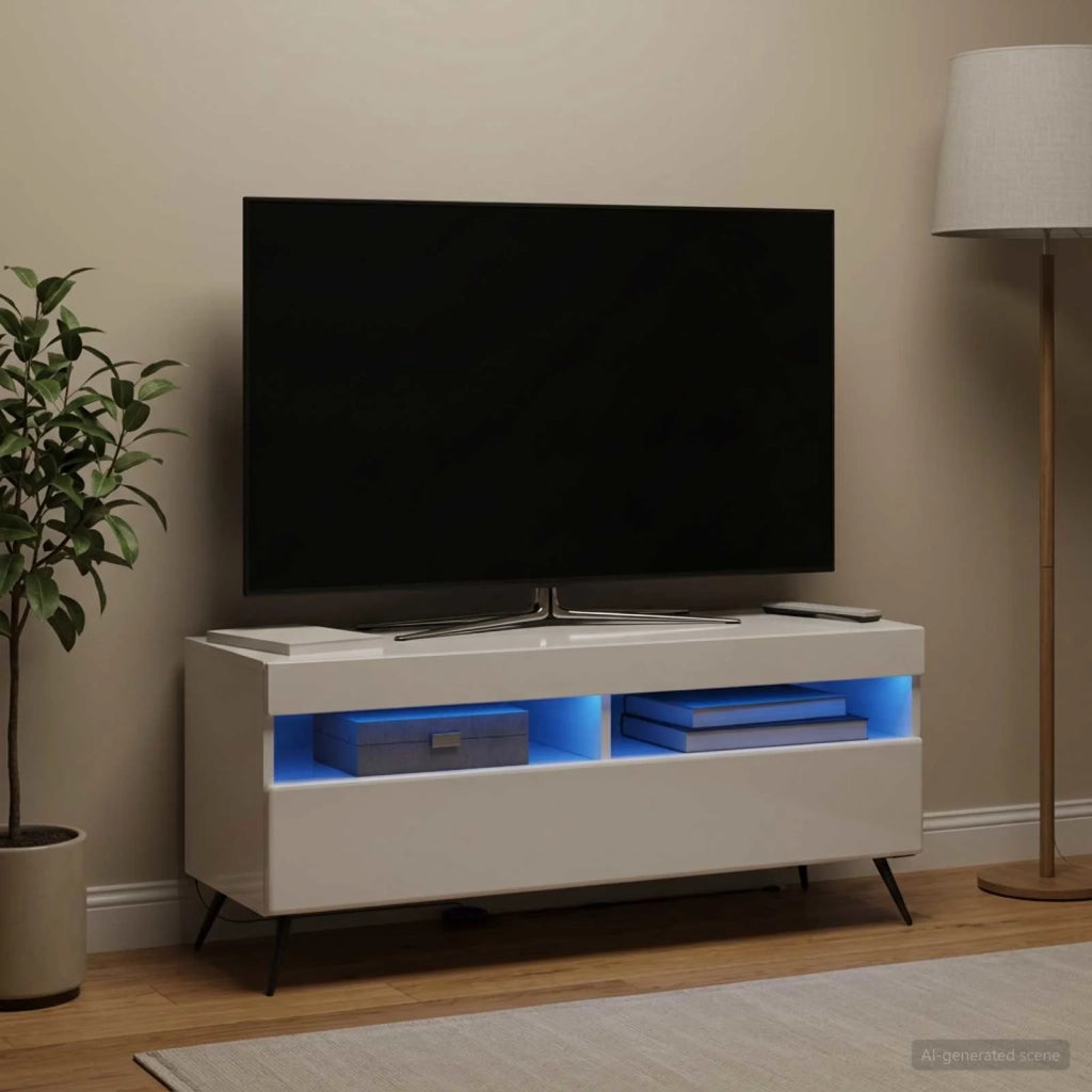 Mobile TV LED Bianco Lucido Legno ingegnerizzato 897649