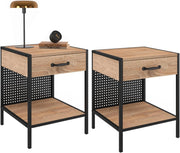 Set di 2 comodini Preston in Acciaio Perforato con 1 cassetto dal Design Industriale