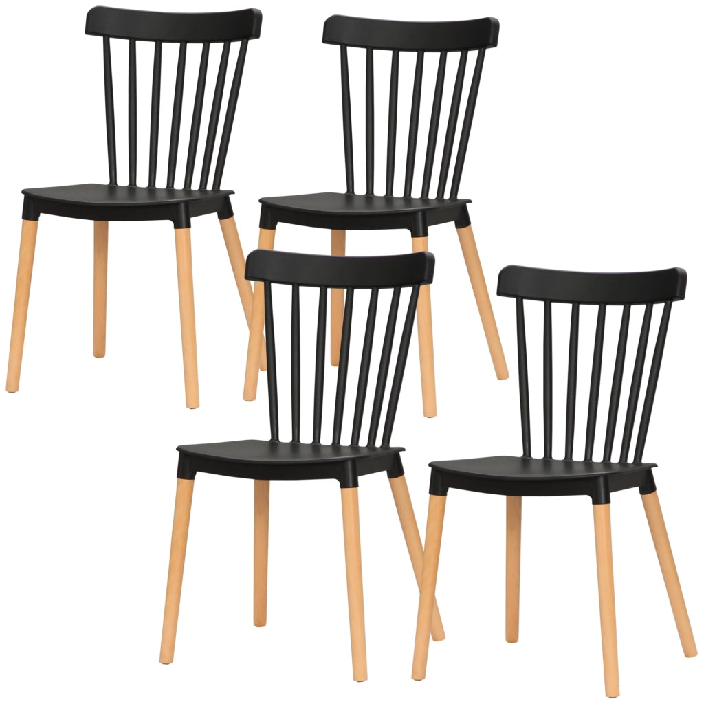 Sedia da pranzo con schienale alto ¨C zephmum ¨C in polipropilene e legno, nero, 48x52.5x83 cm