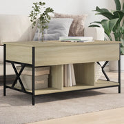Tavolino Salotto-Tavolino da soggiorno-Tavolo Rovere Sonoma 100x55x50 cm Multistrato Metallo