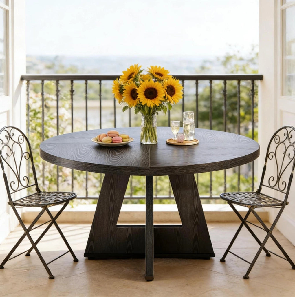 Tavolo da pranzo rotondo ? 120 cm in legno ingegnerizzato; nero