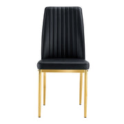 Set di 4 sedie da pranzo con schienale ergonomico in pelle PU nera e gambe metalliche oro per cucina