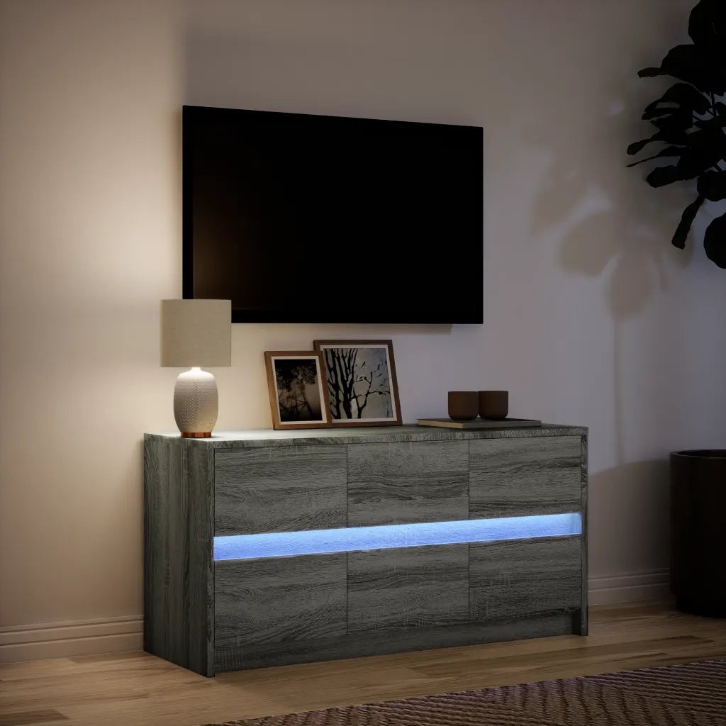 Mobile Porta TV con LED Grigio Sonoma 100x34x50cm in Truciolato