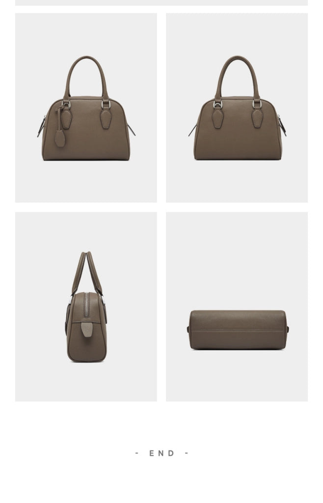 Borsa a mano da donna in vera pelle, modello a tracolla, colore grigio.