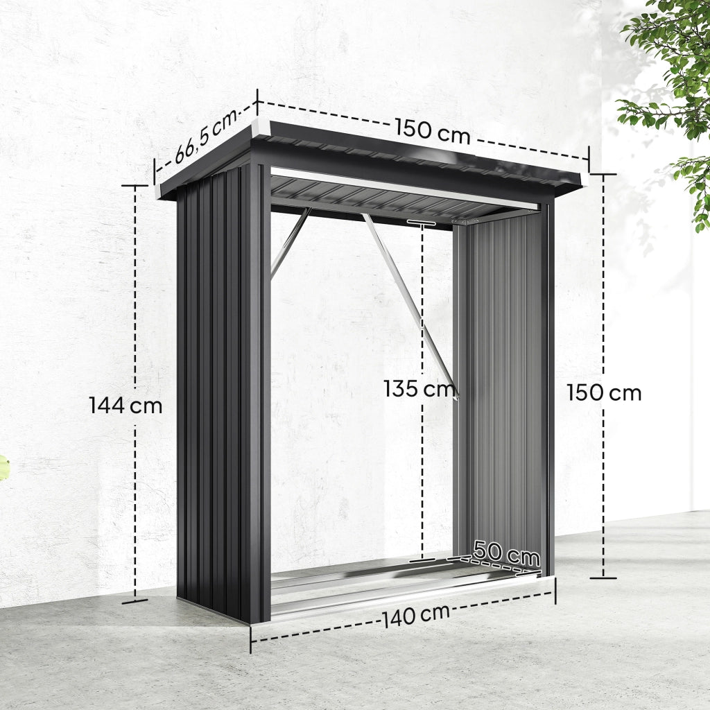 Legnaia coperta in acciaio galvanizzato ¨C zephmum ¨C grigio 150x66,5x150cm
