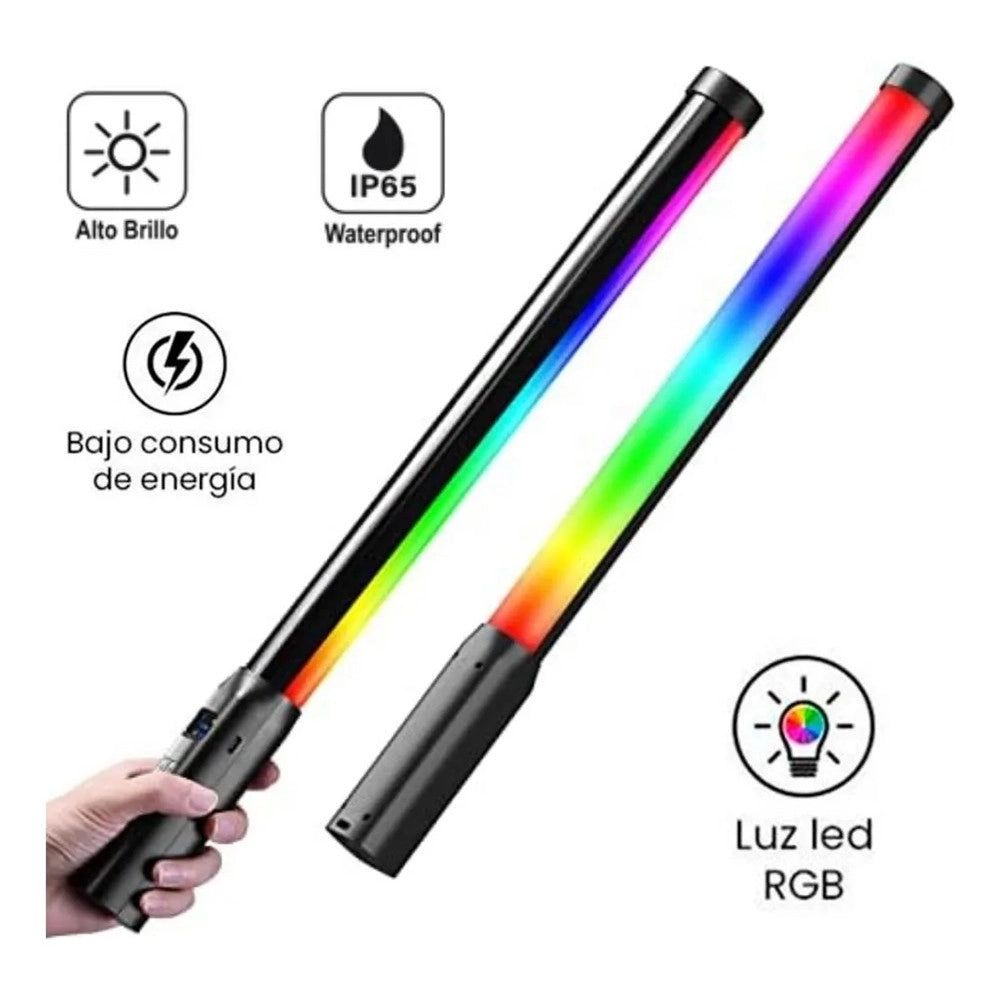 Trade Shop - Lampada A Bacchetta Tubo Luminoso Led Rgb Portatile My-7409 Per Foto Video Tiktok Vlog -