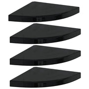 4 pz Scaffali Angolari a Parete | Mensola sospesa Nero Lucido 35x35x3,8 cm MDF