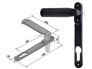 MANIGLIA CON PLACCA PER SERRAMENTI SERIE 086 PER CILINDRO SAGOMATO- - (086.00.04.0) - 1 pezzi WELKA