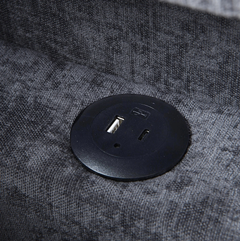 Divano letto 3 in 1 grigio chiaro con LED e USB-C