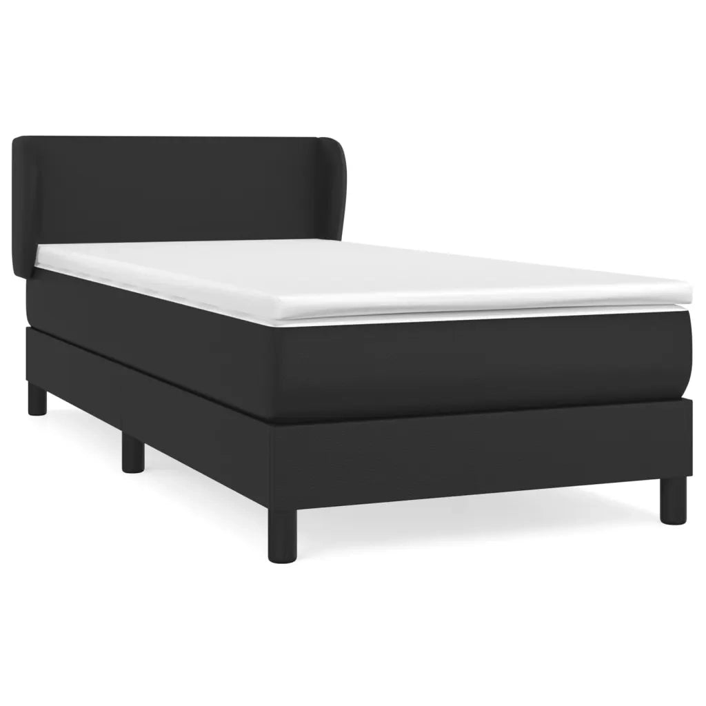 Giroletto a Molle con Materasso Nero 90x190 cm in Similpelle