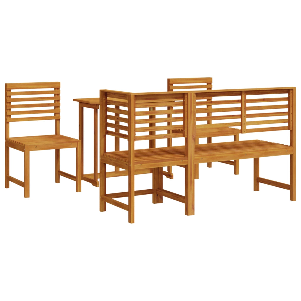 Set da Pranzo in Legno Massello di Acacia da 5 Pezzi