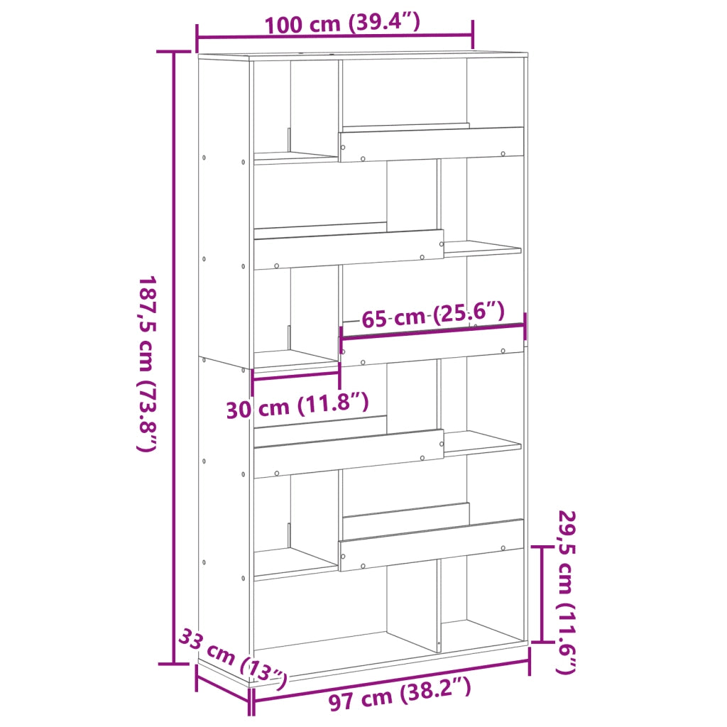 Libreria Grigio Cemento 100x33x187,5 cm in Truciolato 3309351