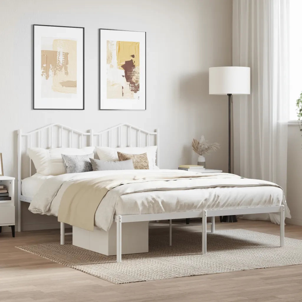 Giroletto con Testiera Metallo Bianco 140x190 cm 373838