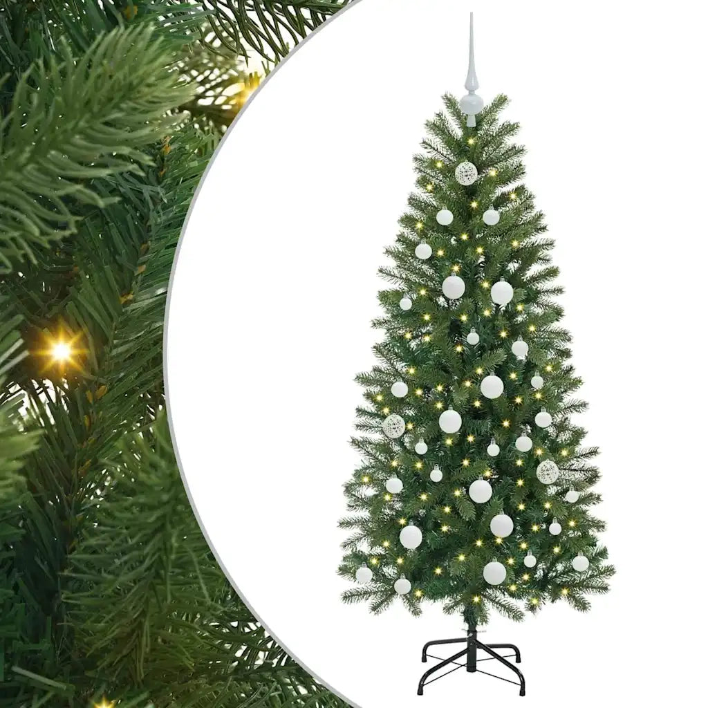 Albero di Natale | Decorazioni natalizie artificiale con 150 LED Verde 150 cm PE e PVC