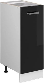 Armadio cucina dispensa alto R-Line, Nero lucido, 30 cm senza piano di lavoro, per la libera combinazione all'interno di sistemi cucina modulari