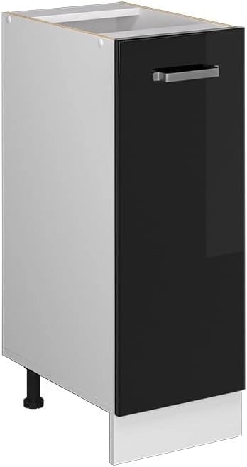 Armadio cucina dispensa alto R-Line, Nero lucido, 30 cm senza piano di lavoro, per la libera combinazione all'interno di sistemi cucina modulari