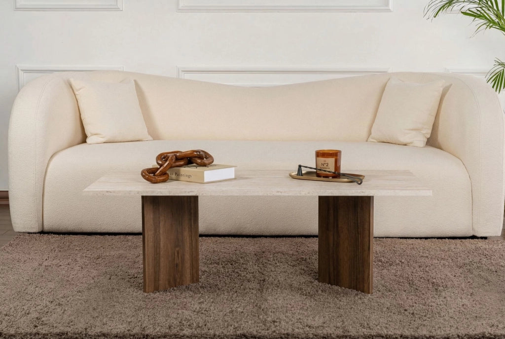 Tavolino in legno "Sabin" - 119 x 60 x 40 cm - Travertino