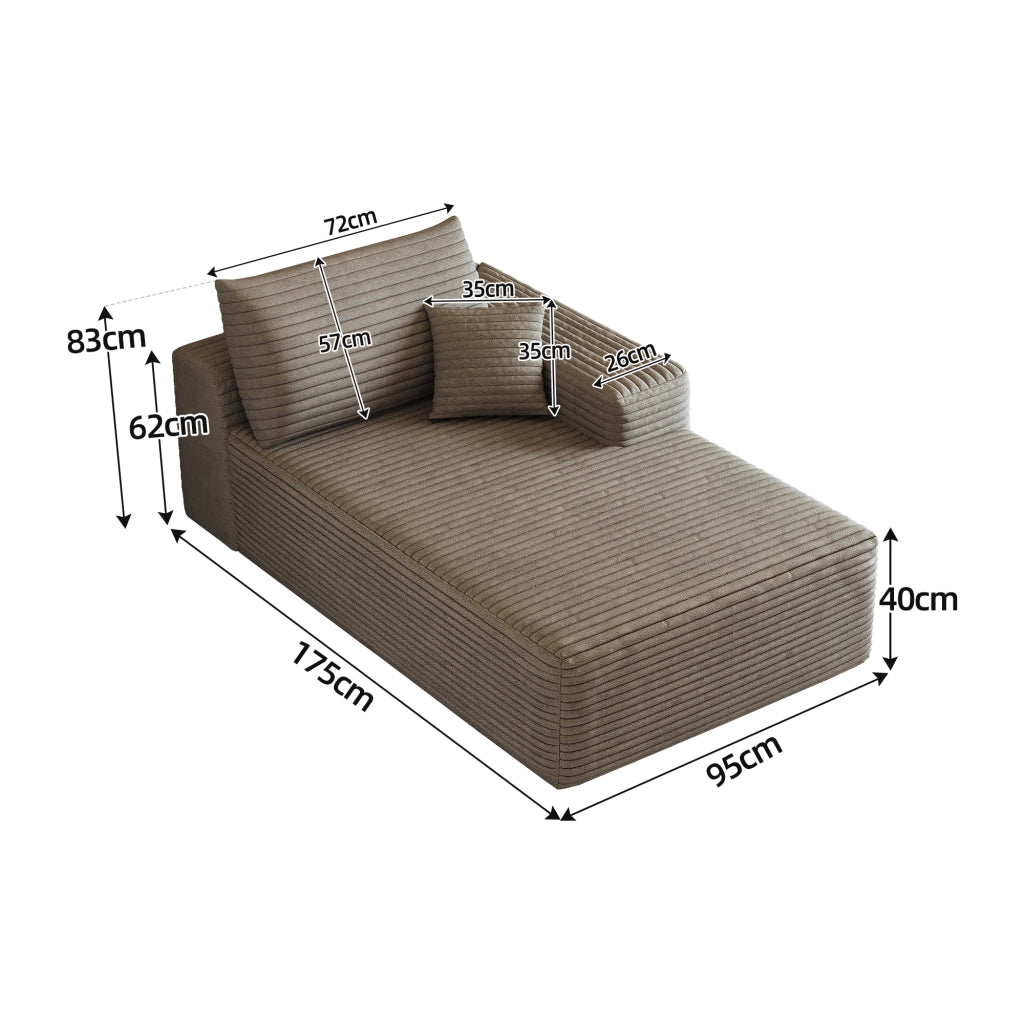 DIVANO LETTO Chaise longue reversibile in tessuto Camel