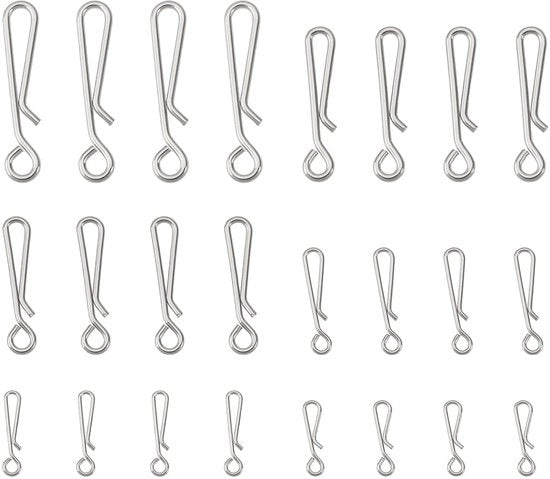 Visaas Rigs 120 pezzi - Diversi formati 0-5 - Diametro del filo 0,6-1,2 mm - Lunghezza 11,6-28 mm - Acciaio inox con alta resistenza al manganese - Colore Zinco - Clip per pesca