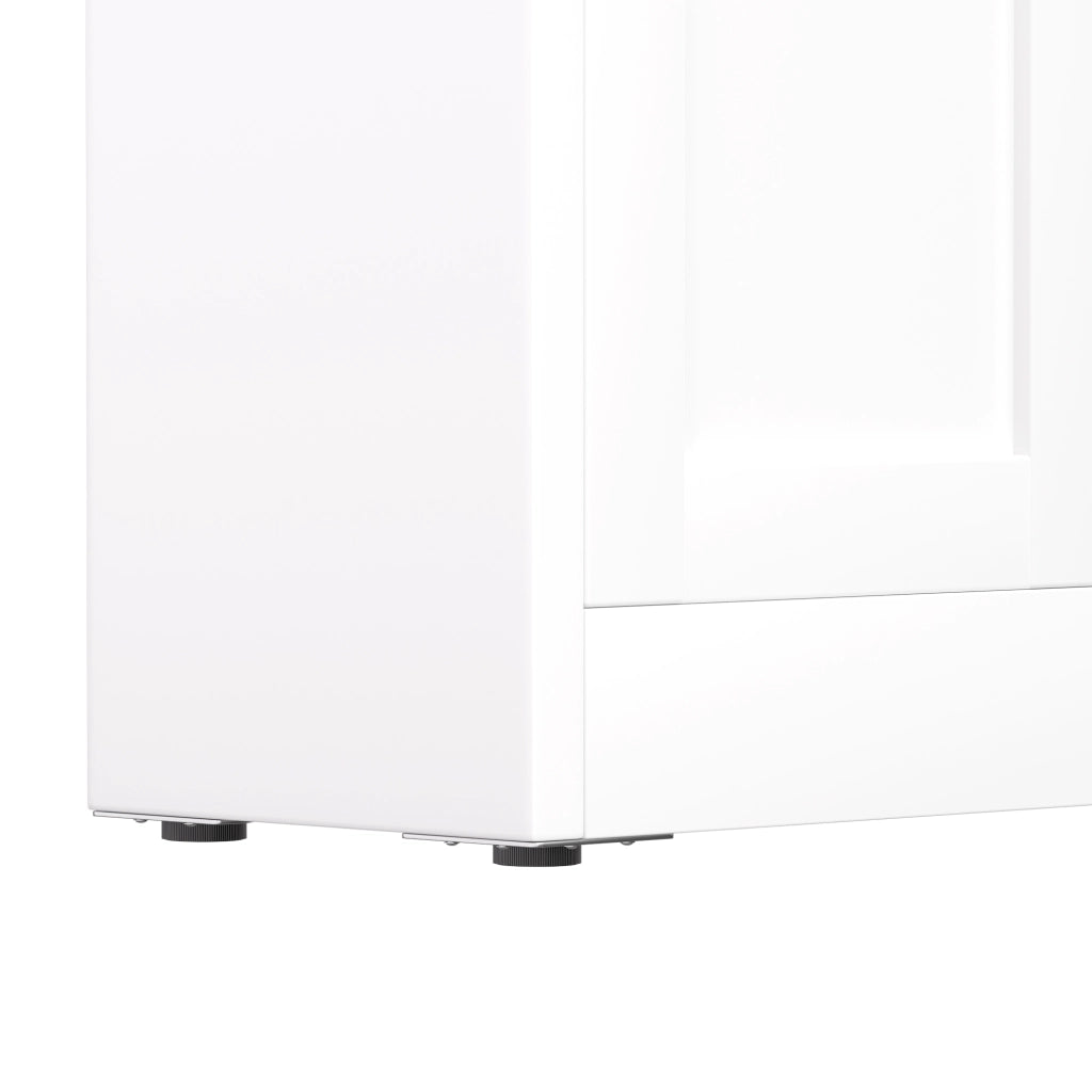 Libreria in metallo bianca con 5 ripiani regolabili e anta, design industriale, H 180 cm