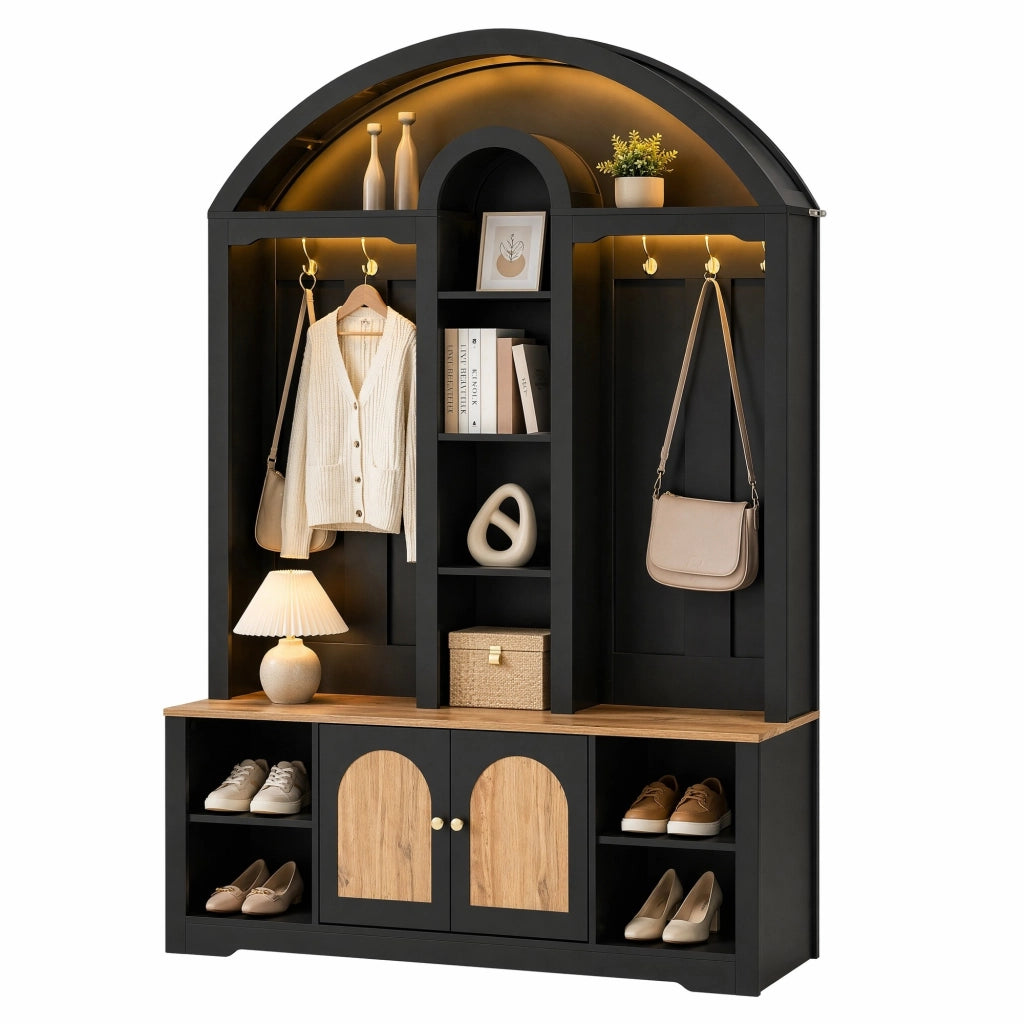 Mobile da ingresso per scarpe 150x40x195 cm in MDF nero， salvaspazio