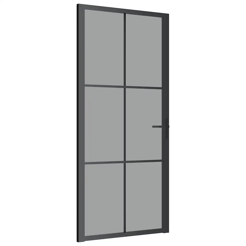 Porta Interna 93x201,5 cm Nera in Vetro ESG e Alluminio 350566