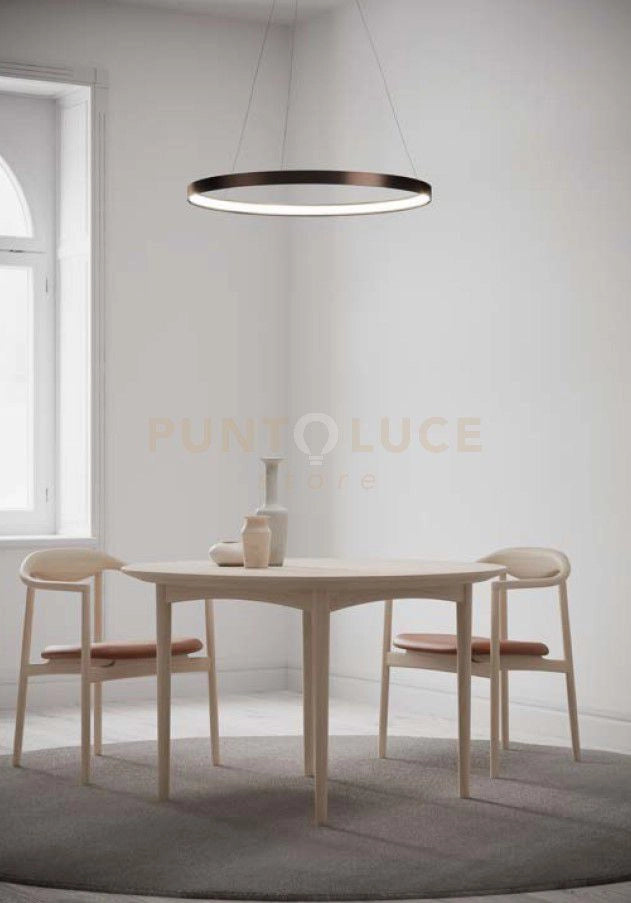 ANELLO LAMPADARIO A SOSPENSIONE BRONZO SPAZZOLATO DIAM.55cm 2700K 2668LM 33W DIMMERABILE TRIAC