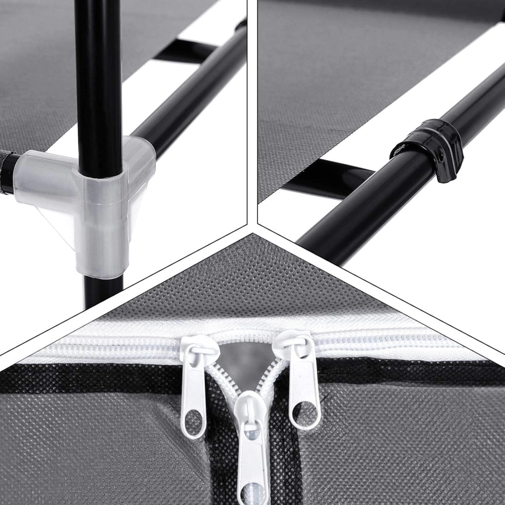 Armadio in tessuto, armadio pieghevole con asta di sospensione, armadio semplice, organizer per giocattoli, scarpe, borse, soggiorno, camera da letto, guardaroba, 75 x 45 x 160 cm, grigio
