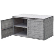 Cassapanca da esterno con 2 ripiani moderni in rattan PE grigio 20_0011488