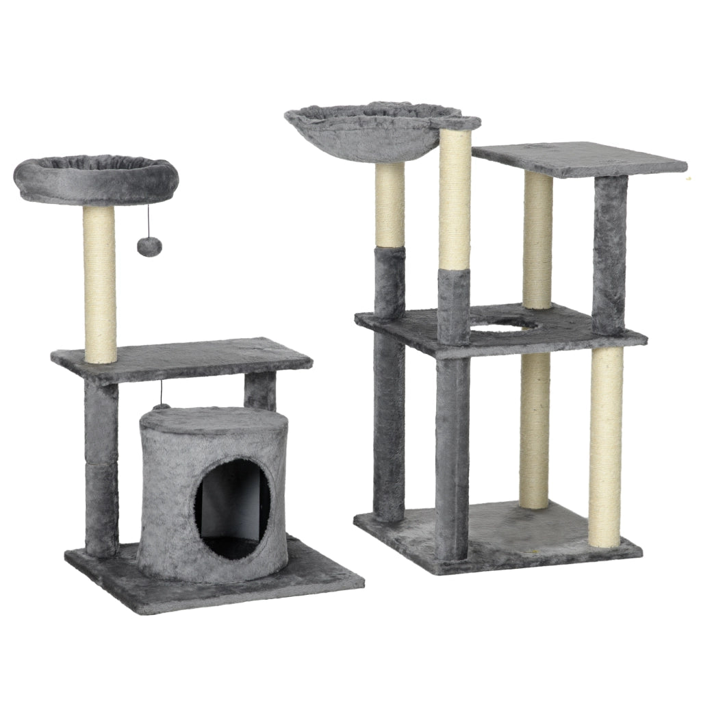 Torre per Gatti con Posti per Graffiare e Cuscino ¨C Zephmum ¨C Grigio 49x49x144 cm