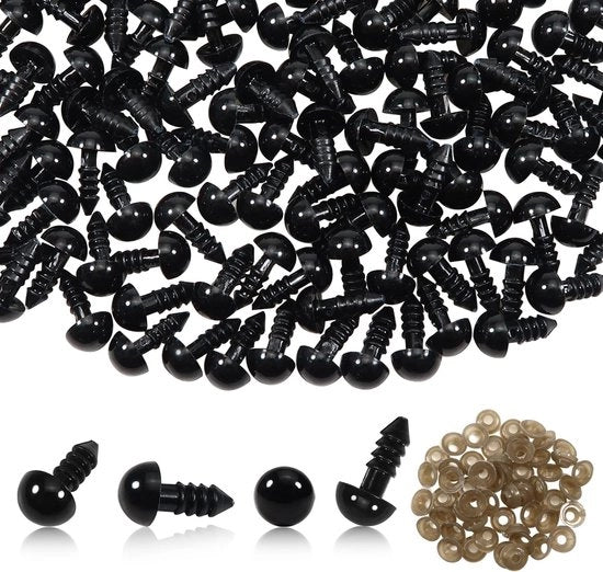 Occhi in Plastica per Marionette - Sicuri con Anello di Chiusura - 8 mm - Utili per Marionette - 50 Pezzi