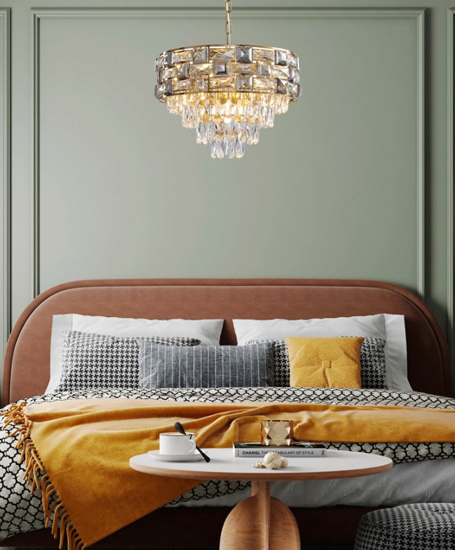 Lampadario cristallo oro opaco CARISMA 9xE14 Milagro