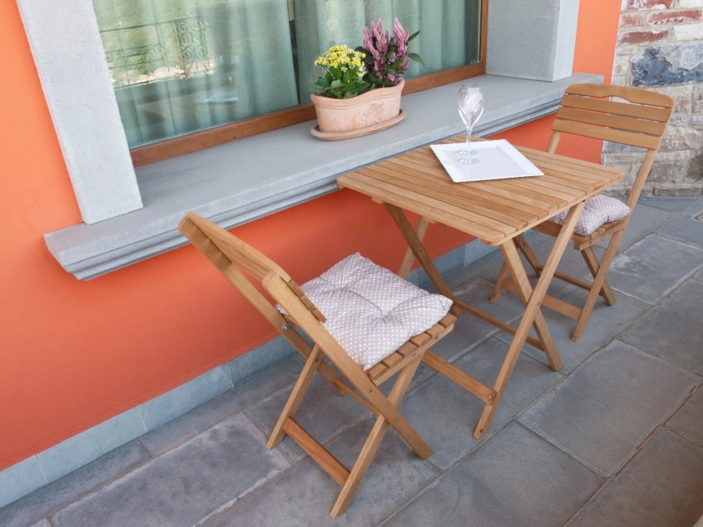 Set Arredo Bistrot Cannes Tavolo + 2 Sedie pieghevoli verniciato ad acqua