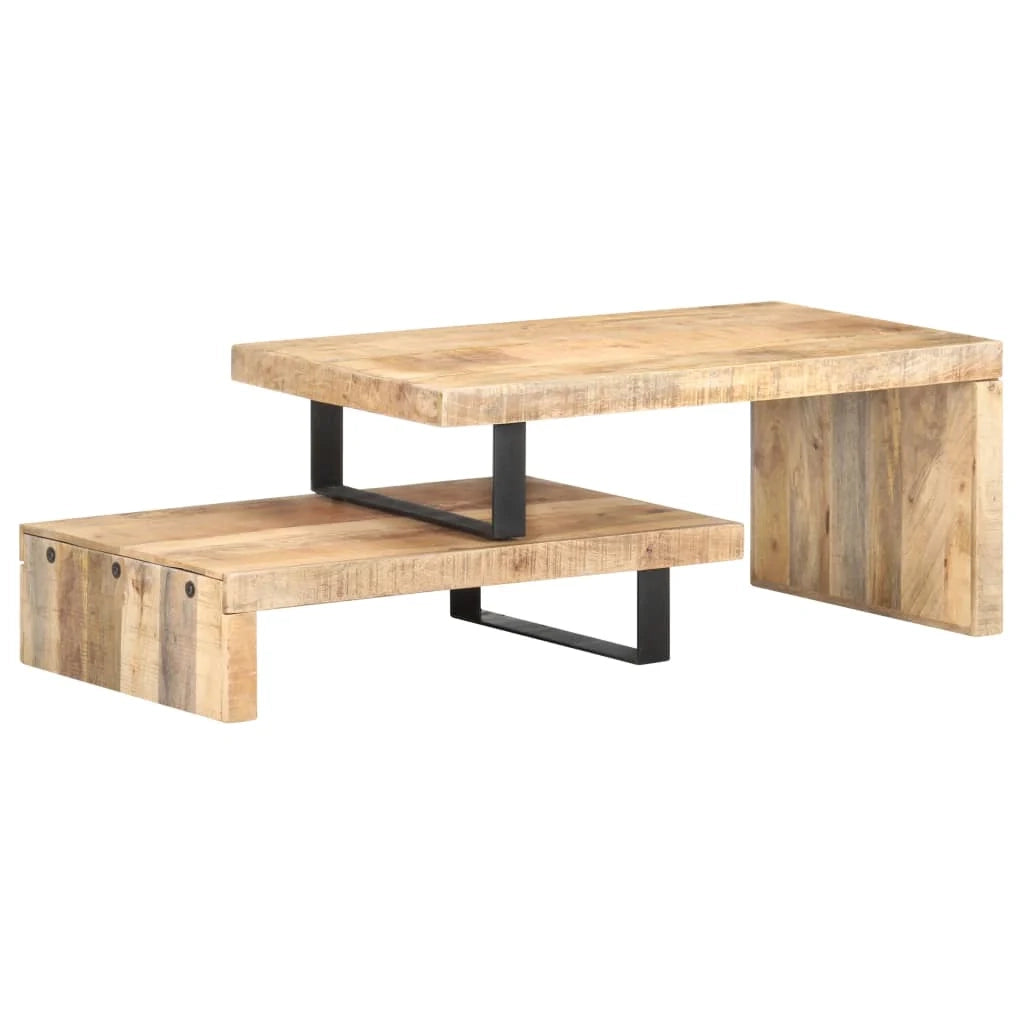 Set di 2 tavolini da caffè legno massello di mango marrone 02_0042118