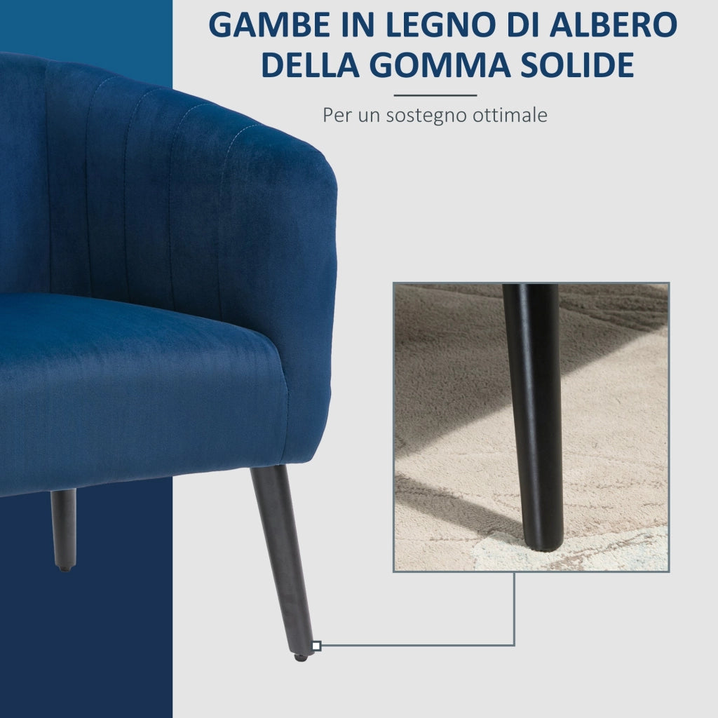 Poltroncina Imbottita 71x49x94 cm in Tessuto Vellutato Blu