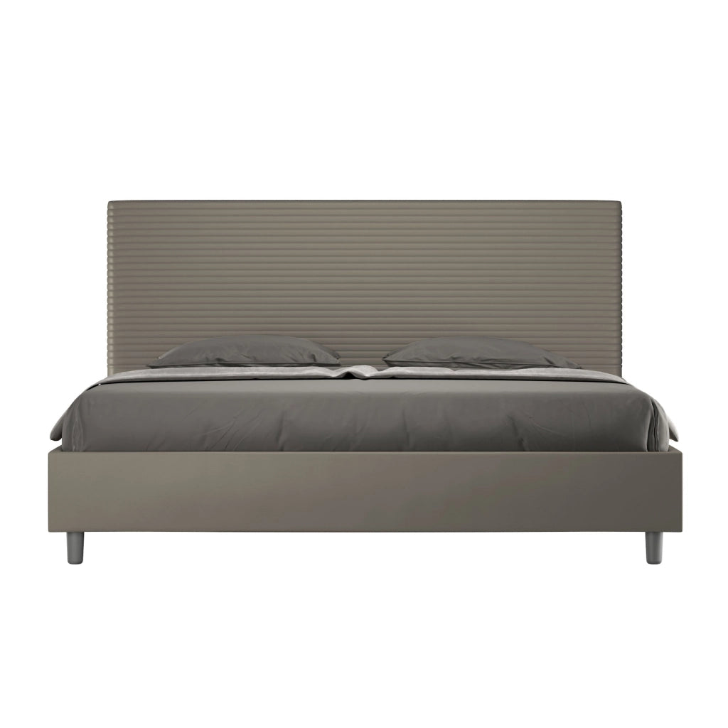 BS COM Letto con rete imbottito 180x200 similpelle cappuccino