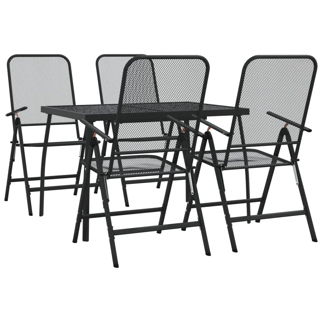 Set da Pranzo da Giardino 5pz | Set Salotto da Giardino Antracite in Rete Metallica