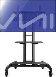 Tavolo Portatile per TV - Antislavaggio & Ultrastabile - per Schermi TV HDR LED/LCD da 32 a 75 pollici - Versione Robusta - con Ruote di Sterzo - VESA 600x400 - Sostegno GT1200 per TV Portatile