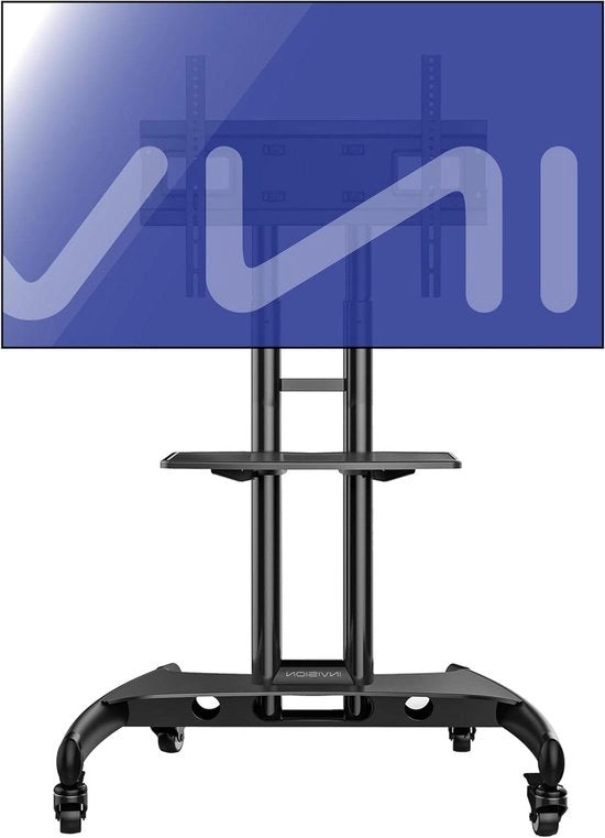 Tavolo Portatile per TV - Antislavaggio & Ultrastabile - per Schermi TV HDR LED/LCD da 32 a 75 pollici - Versione Robusta - con Ruote di Sterzo - VESA 600x400 - Sostegno GT1200 per TV Portatile