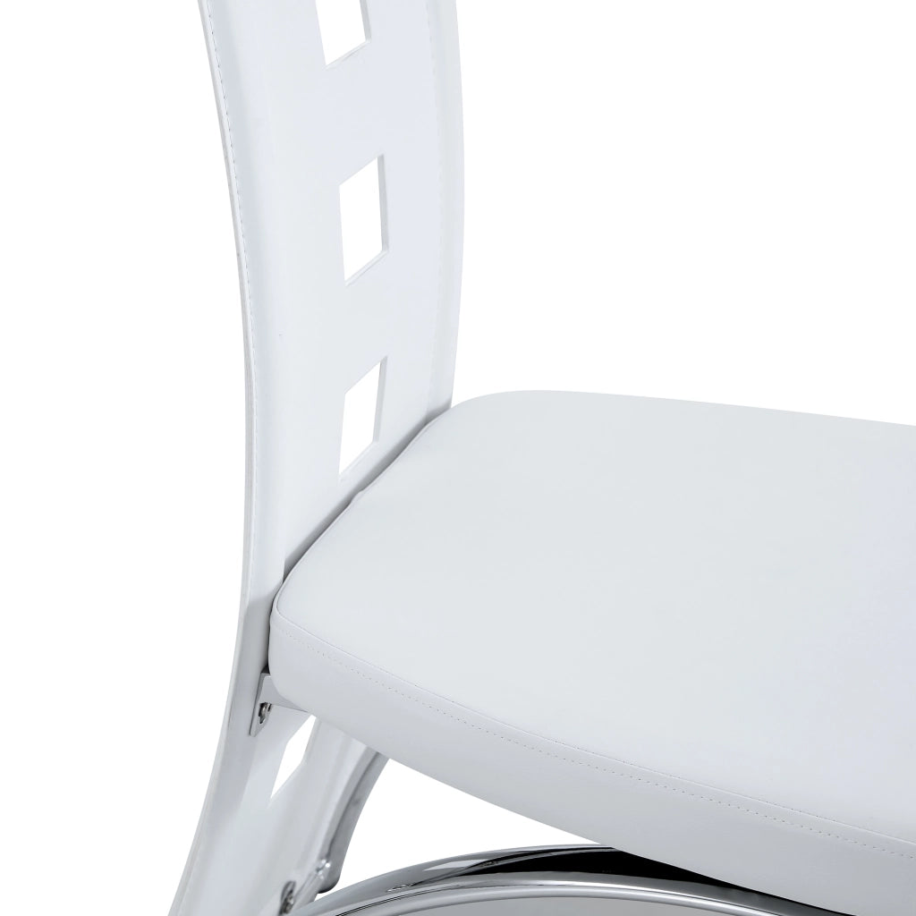 Set tavolo cucina e sedie con 1 tavolo rotondo e 2 sedie imbottite; vetro temperato e metallo; bianco e argento